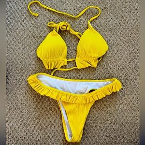 Yellow ruffle bikini set from Shein